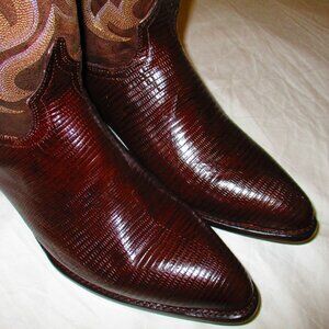 Lizard Men's Western Cowboy Boots, Dark Brown, J Toe Size 14D, El Presidente NEW